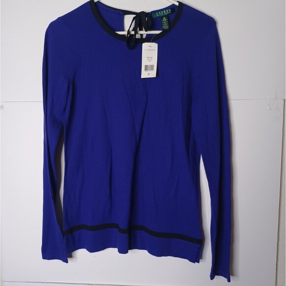 Lauren Ralph Lauren Sweaters - Lauren Ralph Lauren Women's Contrast-Trim Pullover Sweater Long Sleeve Medium